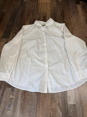 Liz Claiborne White Button-Up Career Blouse